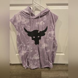 Under Armour, Project Rock, Terry Purple, Sleeveless Hoodie, Men's, XL